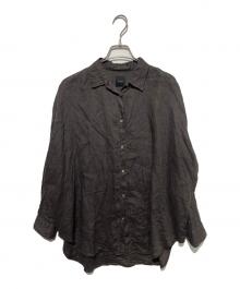 Spick and Span（スピック＆スパン）の古着「80リネンカシュクールビッグシャツ」｜ブラウン