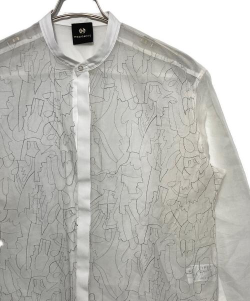 HERALBONY（ヘラルボニー）HERALBONY (ヘラルボニー) シルクオーガンジー刺繍リボンシャツ「夏の魔物」 ¥57,200/ 税込 ホワイト サイズ:Fの古着・服飾アイテム