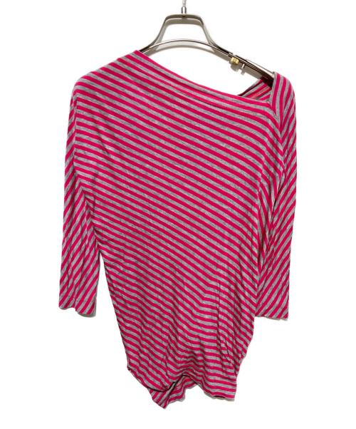 Vivienne Westwood RED LABEL（ヴィヴィアンウエストウッドレッドレーベル）Vivienne Westwood RED LABEL (ヴィヴィアンウエストウッドレッドレーベル) アシンメトリーボーダーカットソー グレー×ピンク サイズ:2の古着・服飾アイテム