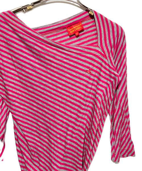 Vivienne Westwood RED LABEL（ヴィヴィアンウエストウッドレッドレーベル）Vivienne Westwood RED LABEL (ヴィヴィアンウエストウッドレッドレーベル) アシンメトリーボーダーカットソー グレー×ピンク サイズ:2の古着・服飾アイテム