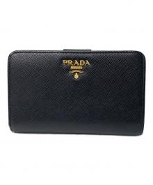 PRADA（プラダ）の古着「サフィアーノラウンドファスナーウォレット」｜ブラック