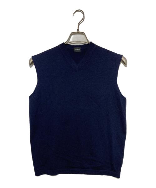 JIL SANDER（ジルサンダー）JIL SANDER (ジルサンダー) Vネックニットベスト ネイビー サイズ:46の古着・服飾アイテム