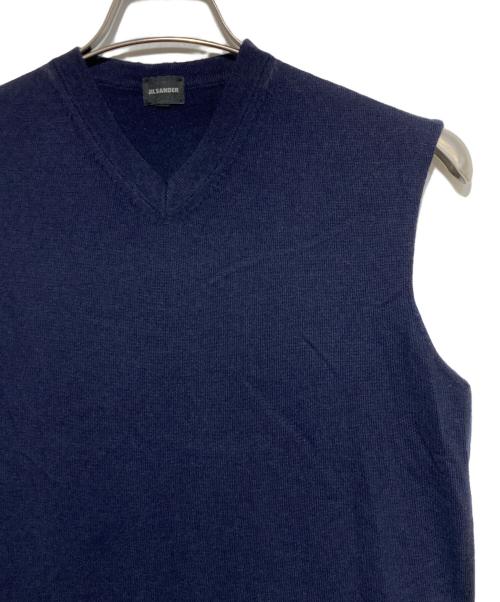 JIL SANDER（ジルサンダー）JIL SANDER (ジルサンダー) Vネックニットベスト ネイビー サイズ:46の古着・服飾アイテム