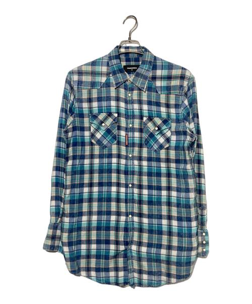 DSQUARED2（ディースクエアード）DSQUARED2 (ディースクエアード) ウエスタンシャツ ブルー サイズ:50の古着・服飾アイテム