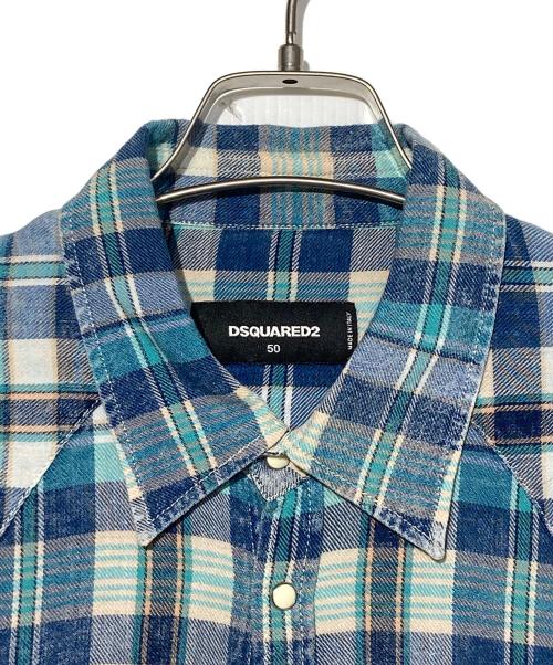 DSQUARED2（ディースクエアード）DSQUARED2 (ディースクエアード) ウエスタンシャツ ブルー サイズ:50の古着・服飾アイテム