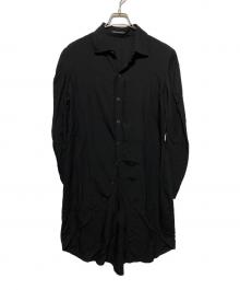 Yohji Yamamoto collections（ヨウジヤマモトコレクションズ）の古着「CELLULOSE POPLIN ROUNDED HEM SHIRT DRESS」｜ブラック