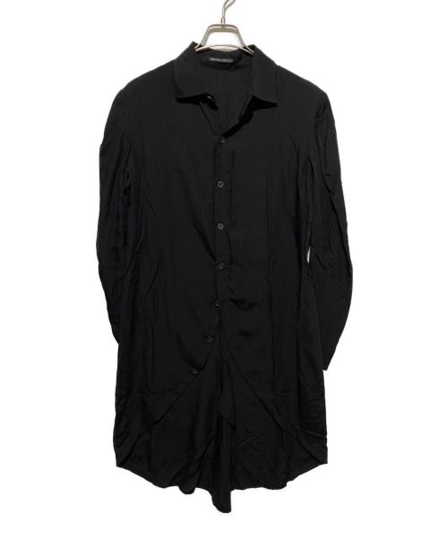 Yohji Yamamoto collections（ヨウジヤマモトコレクションズ）Yohji Yamamoto collections (ヨウジヤマモトコレクションズ) CELLULOSE POPLIN ROUNDED HEM SHIRT DRESS ブラック サイズ:2の古着・服飾アイテム
