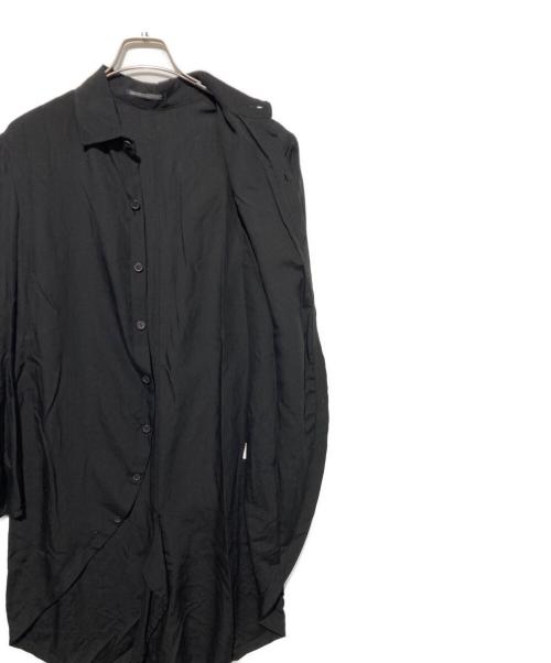 Yohji Yamamoto collections（ヨウジヤマモトコレクションズ）Yohji Yamamoto collections (ヨウジヤマモトコレクションズ) CELLULOSE POPLIN ROUNDED HEM SHIRT DRESS ブラック サイズ:2の古着・服飾アイテム