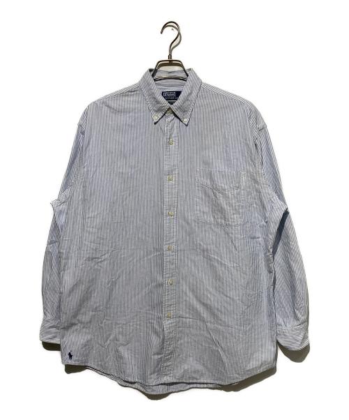 POLO RALPH LAUREN（ポロ・ラルフローレン）POLO RALPH LAUREN (ポロ・ラルフローレン) ストライプドビッグシャツ ホワイト×ブルー サイズ:Mの古着・服飾アイテム
