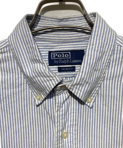 POLO RALPH LAUREN（ポロ・ラルフローレン）POLO RALPH LAUREN (ポロ・ラルフローレン) ストライプドビッグシャツ ホワイト×ブルー サイズ:Mの古着・服飾アイテム