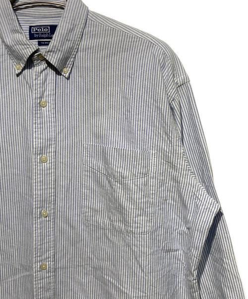 POLO RALPH LAUREN（ポロ・ラルフローレン）POLO RALPH LAUREN (ポロ・ラルフローレン) ストライプドビッグシャツ ホワイト×ブルー サイズ:Mの古着・服飾アイテム
