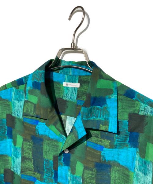 HERALBONY（ヘラルボニー）HERALBONY (ヘラルボニー) オープンカラーシャツ「Landscape」 グリーン×ブルー サイズ:Lの古着・服飾アイテム