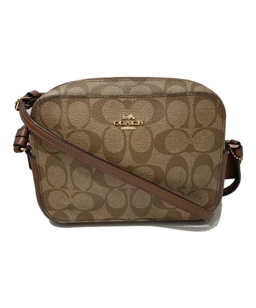 COACH（コーチ）COACH (コーチ) シグネチャーショルダーバッグ ベージュ×ブラウンの古着・服飾アイテム