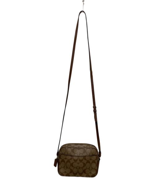 COACH（コーチ）COACH (コーチ) シグネチャーショルダーバッグ ベージュ×ブラウンの古着・服飾アイテム