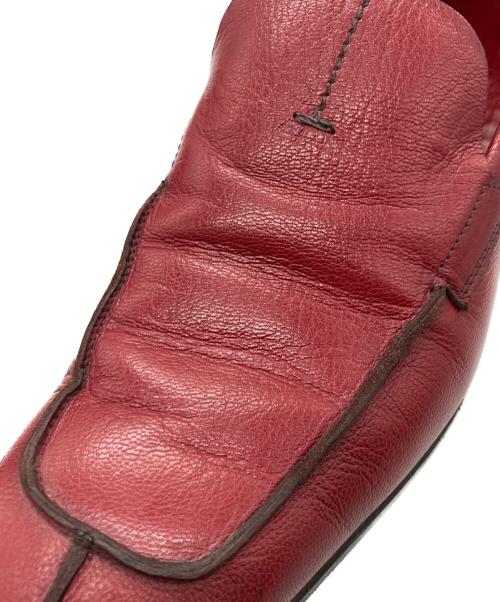 PRADA（プラダ）PRADA (プラダ) スクエアトゥレザースリッポン レッド サイズ:7.5の古着・服飾アイテム