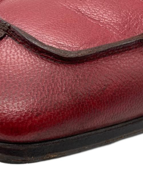 PRADA（プラダ）PRADA (プラダ) スクエアトゥレザースリッポン レッド サイズ:7.5の古着・服飾アイテム
