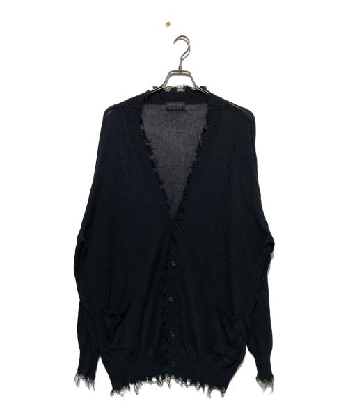 s'yte（サイト）s'yte (サイト) コンパクトツイスト10G ダメージニットカーディガン ブラック サイズ:3の古着・服飾アイテム