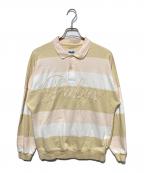PALACEパレス）の古着「Classic Stripe Drop Shoulder Polo」｜ベージュ×ホワイト