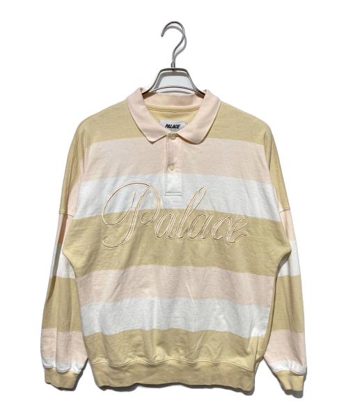 PALACE（パレス）PALACE (パレス) Classic Stripe Drop Shoulder Polo ベージュ×ホワイト サイズ:Ｍの古着・服飾アイテム