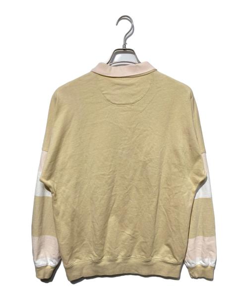 PALACE（パレス）PALACE (パレス) Classic Stripe Drop Shoulder Polo ベージュ×ホワイト サイズ:Ｍの古着・服飾アイテム