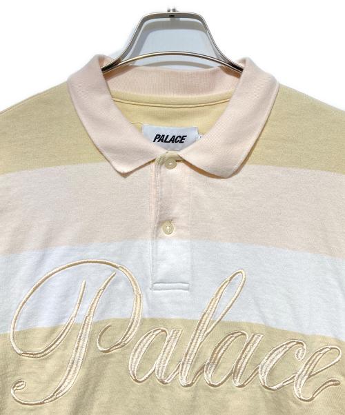 PALACE（パレス）PALACE (パレス) Classic Stripe Drop Shoulder Polo ベージュ×ホワイト サイズ:Ｍの古着・服飾アイテム