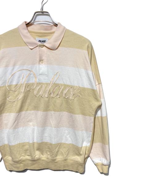 PALACE（パレス）PALACE (パレス) Classic Stripe Drop Shoulder Polo ベージュ×ホワイト サイズ:Ｍの古着・服飾アイテム