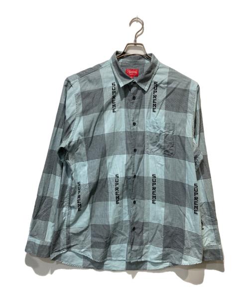 SUPREME（シュプリーム）Supreme (シュプリーム) Logo Paid Shirtロゴ プレイド シャツ ブルー サイズ:ＸＬの古着・服飾アイテム