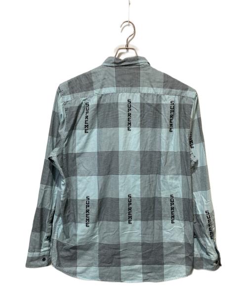 SUPREME（シュプリーム）Supreme (シュプリーム) Logo Paid Shirtロゴ プレイド シャツ ブルー サイズ:ＸＬの古着・服飾アイテム