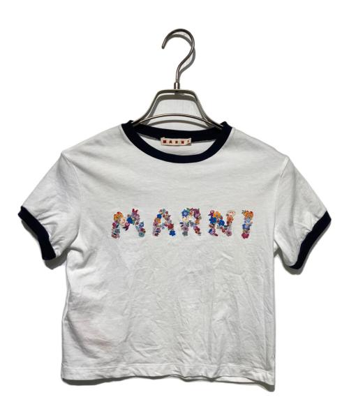 MARNI（マルニ）MARNI (マルニ) ロゴプリントリンガーTシャツ ホワイト サイズ:kids10の古着・服飾アイテム