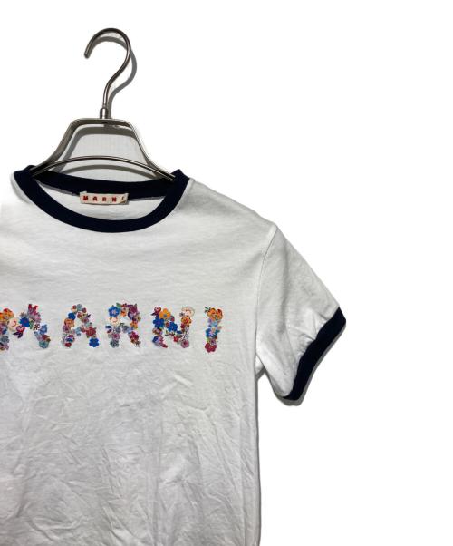 MARNI（マルニ）MARNI (マルニ) ロゴプリントリンガーTシャツ ホワイト サイズ:kids10の古着・服飾アイテム