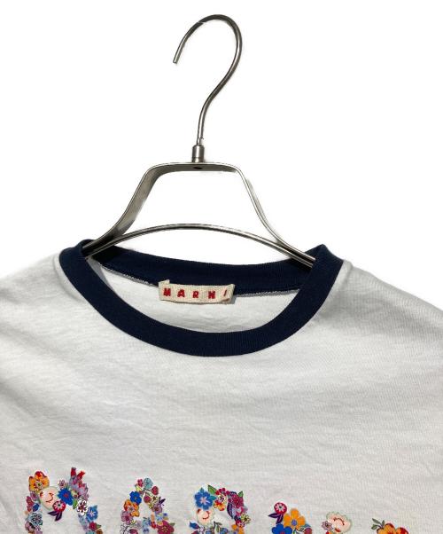 MARNI（マルニ）MARNI (マルニ) ロゴプリントリンガーTシャツ ホワイト サイズ:kids10の古着・服飾アイテム