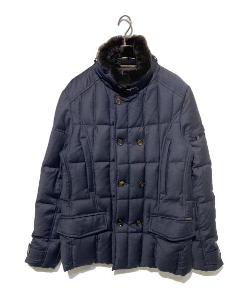 MOORER（ムーレー）MOORER (ムーレー) SIRO-L1 ラビットファー付ダウンジャケット ネイビー サイズ:46の古着・服飾アイテム