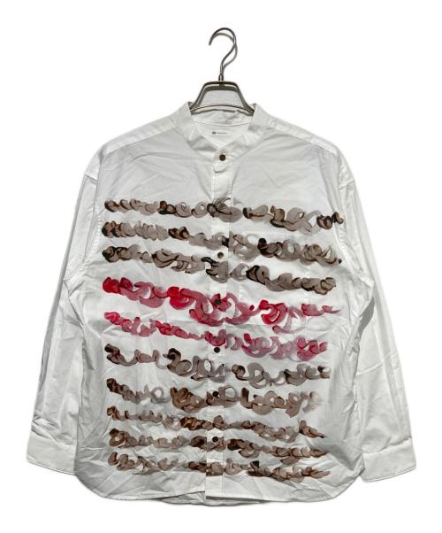 HERALBONY（ヘラルボニー）HERALBONY (ヘラルボニー) バンドカラーシャツ「brown brush-mm2025」 ホワイト サイズ:Lの古着・服飾アイテム