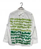HERALBONYヘラルボニー）の古着「レギュラーカラーシャツ「green brush-mm2025」」｜ホワイト×グリーン