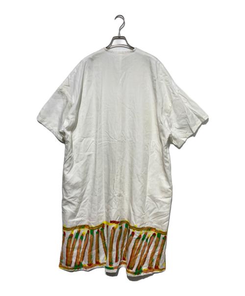 HERALBONY（ヘラルボニー）HERALBONY (ヘラルボニー) リネンワンピース「阪急電車」 ホワイト サイズ:Fの古着・服飾アイテム
