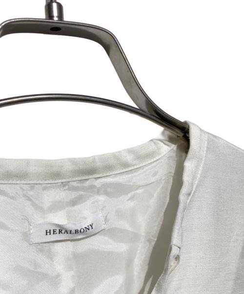 HERALBONY（ヘラルボニー）HERALBONY (ヘラルボニー) リネンワンピース「阪急電車」 ホワイト サイズ:Fの古着・服飾アイテム