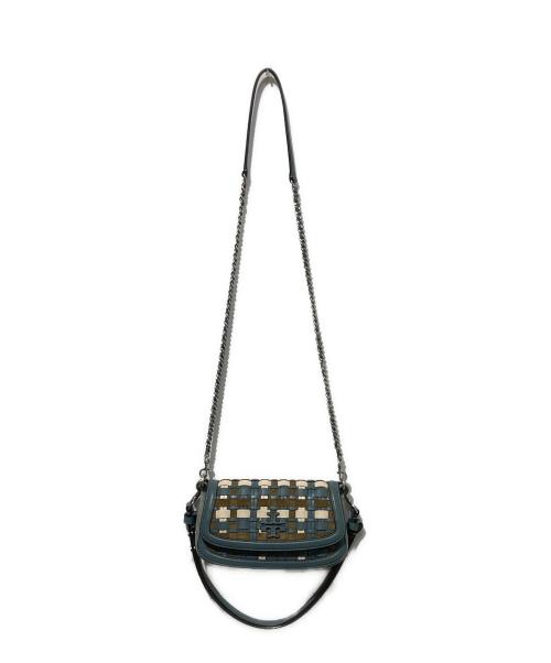 TORY BURCH（トリーバーチ）TORY BURCH (トリーバーチ) 編込み2WAYショルダーバッグ ブルーの古着・服飾アイテム