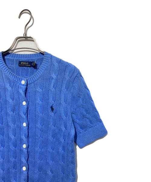 POLO RALPH LAUREN（ポロ・ラルフローレン）POLO RALPH LAUREN (ポロ・ラルフローレン) 丸首ケーブルニットカーディガン ブルー サイズ:Sの古着・服飾アイテム