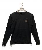 stussyステューシー）の古着「ロゴ刺繍カットソー」｜ブラック