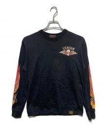 VANSON（バンソン）の古着「スカル刺繍カットソー」｜ブラック