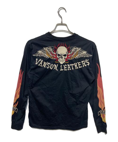 VANSON（バンソン）VANSON (バンソン) スカル刺繍カットソー ブラック サイズ:Mの古着・服飾アイテム