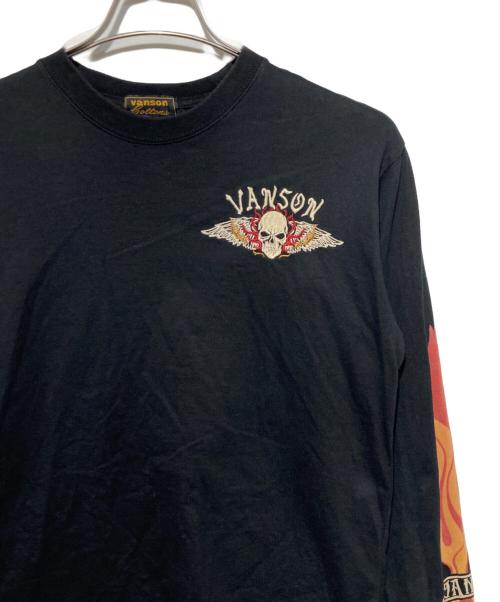 VANSON（バンソン）VANSON (バンソン) スカル刺繍カットソー ブラック サイズ:Mの古着・服飾アイテム