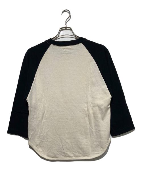 BLURHMS（ブラームス）blurhms (ブラームス) Co/Silk Nep Baseball Raglan Tee ホワイト×ブラックの古着・服飾アイテム