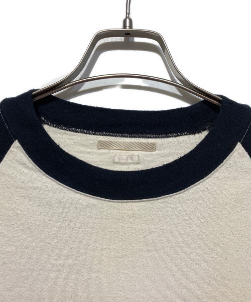 BLURHMS（ブラームス）blurhms (ブラームス) Co/Silk Nep Baseball Raglan Tee ホワイト×ブラックの古着・服飾アイテム