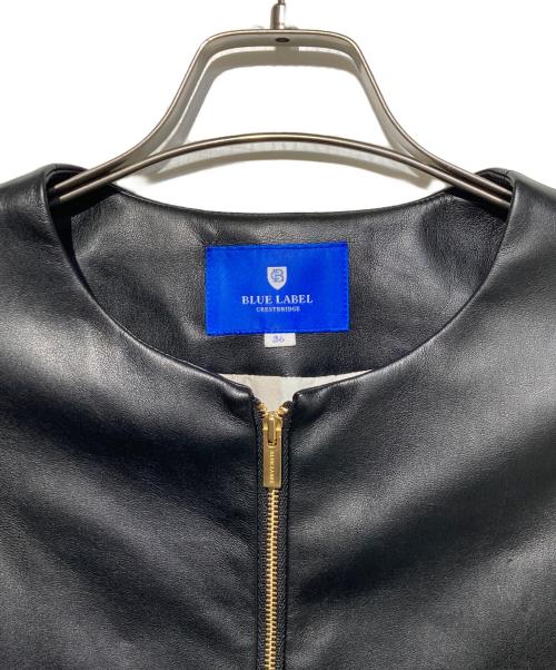 BLUE LABEL CRESTBRIDGE（ブルーレーベルクレストブリッジ）BLUE LABEL CRESTBRIDGE (ブルーレーベルクレストブリッジ) スムースフェイクレザージャケット ブラック サイズ:36の古着・服飾アイテム
