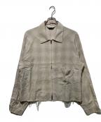 ANCELLMアンセルム）の古着「OMBRECHECK SHORT ZIPUP SHIRT」｜ベージュ