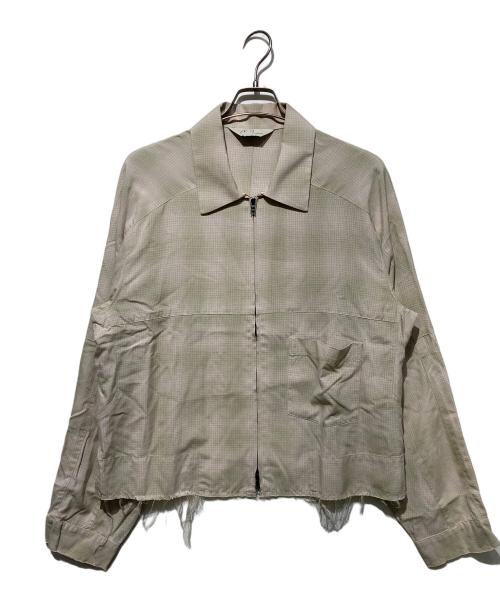 ANCELLM（アンセルム）ANCELLM (アンセルム) OMBRECHECK SHORT ZIPUP SHIRT ベージュ サイズ:2の古着・服飾アイテム