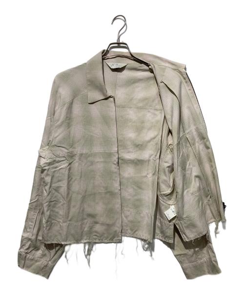 ANCELLM（アンセルム）ANCELLM (アンセルム) OMBRECHECK SHORT ZIPUP SHIRT ベージュ サイズ:2の古着・服飾アイテム