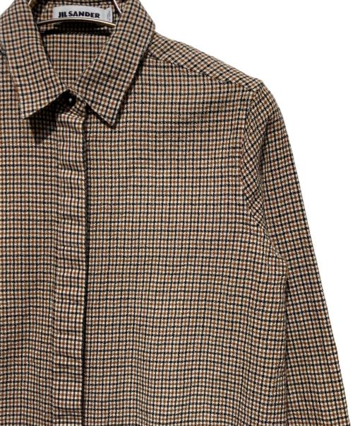JIL SANDER（ジルサンダー）JIL SANDER (ジルサンダー) ウールチェック比翼シャツ ベージュ サイズ:32の古着・服飾アイテム