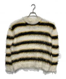 MARNI（マルニ）の古着「ブラッシュドモヘアボーダーニット」｜ホワイト